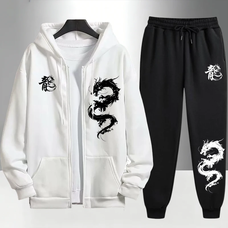 Men'S Winter Fashion - Chinese Dragon Print Tracksuit for Men