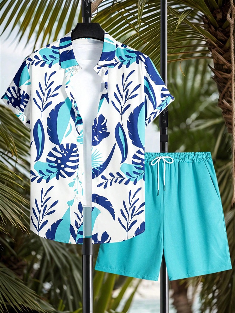 Mens Fashion Trend - Men's Short-sleeved Shirt Set Artistic And