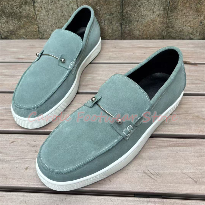 Suede Loafers Men - Male Comfortable Business Casual Shoes Chunky