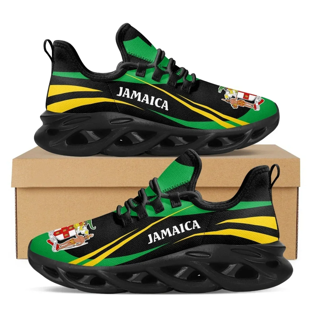 Mens Fashion Trainers - Jamaica Flag Print Sneakers Women's Outdoor