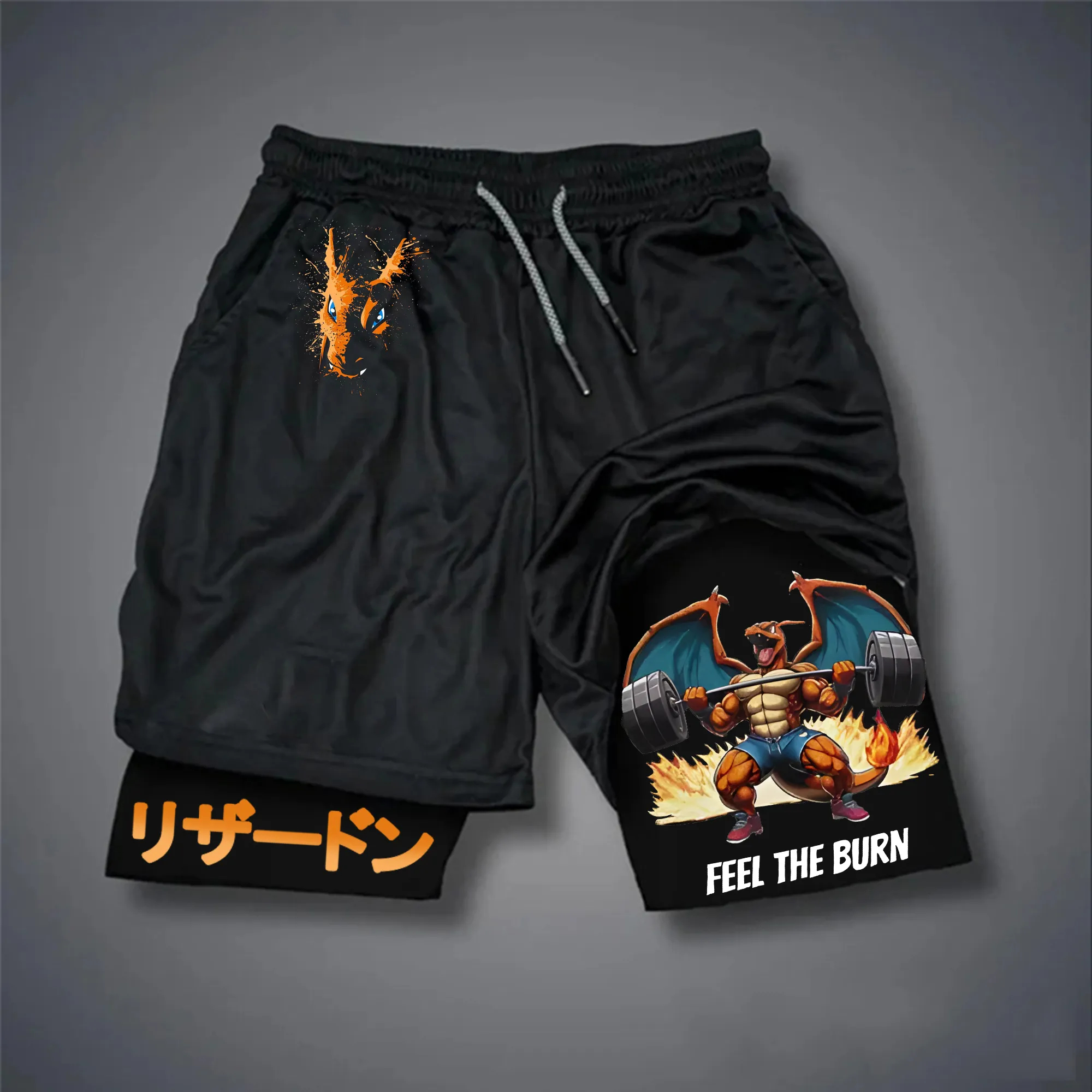 Men'S Fashion Pants 2025 - Pokemon Charizard Workout Shorts Men Cotton
