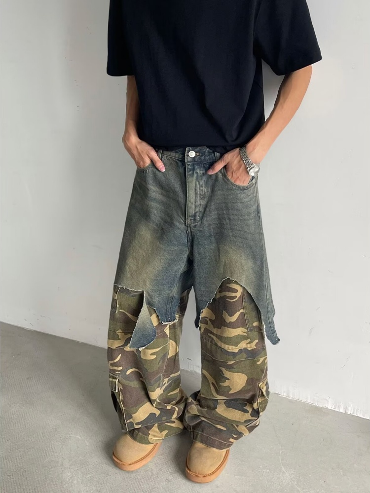 Men'S Fashion Jeans 2025 - 2025 Ropa Y2K Grunge Camouflage Patchwork