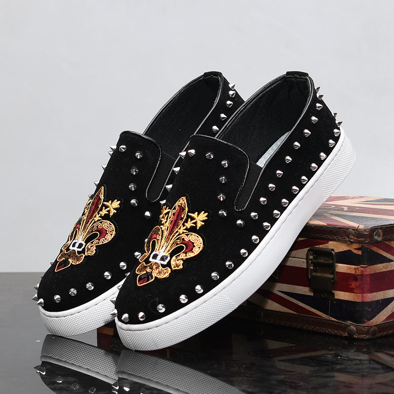 Rivets embroidery Coiffeur bla - огляд і ціна Suede Loafers Men