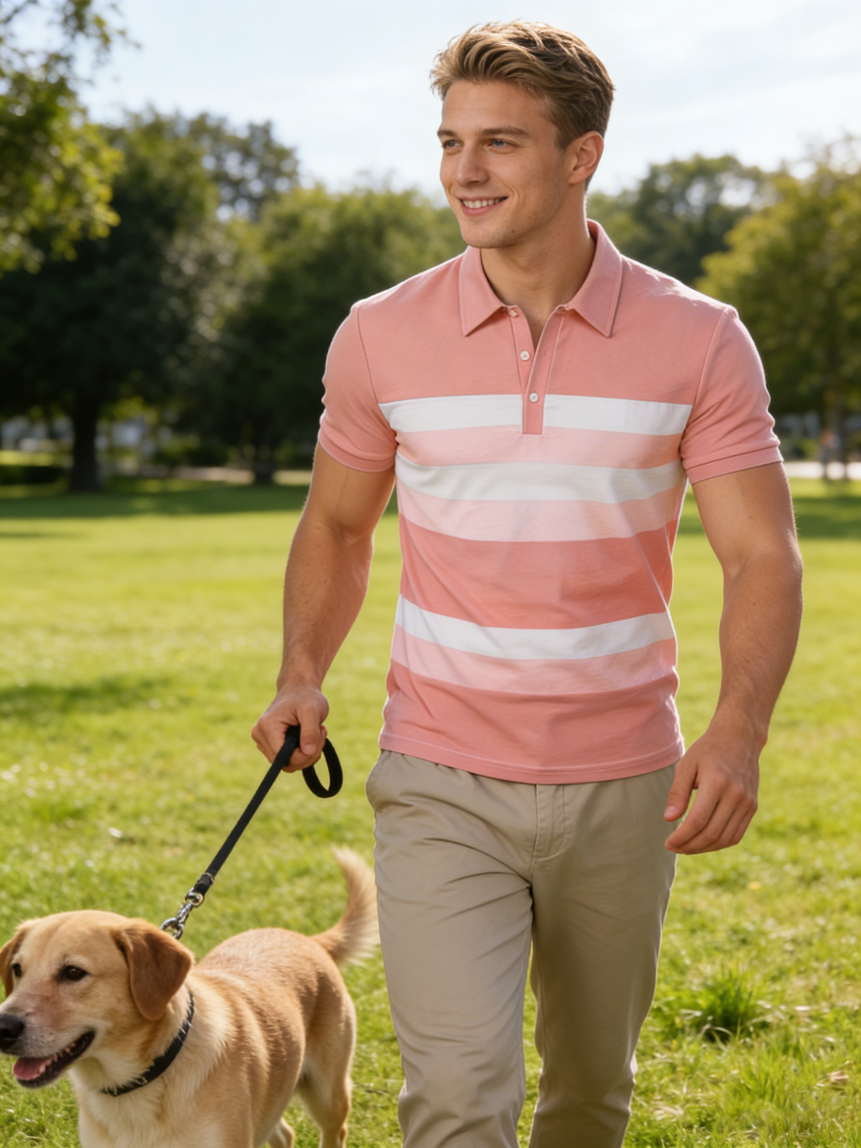 Summer Pink Stripe Printed Men - огляд і ціна Men'S Fashion Pink Shirt