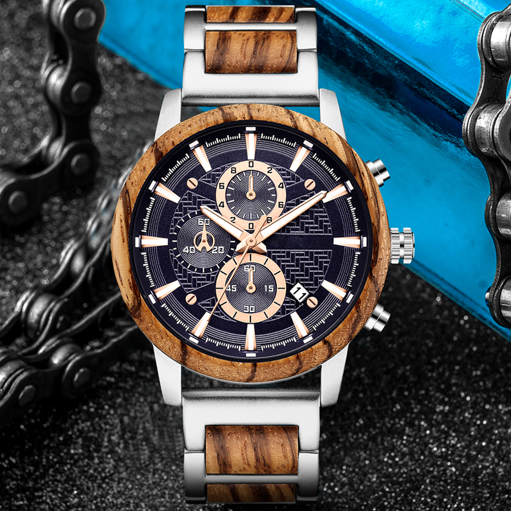 Alloy & Wood Combined Strap Wa - огляд і ціна Mens Fashion Combination