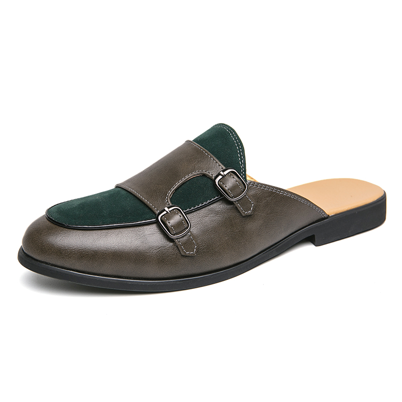 Fashion Black Green Monk Strap - огляд і ціна Suede Loafers Men