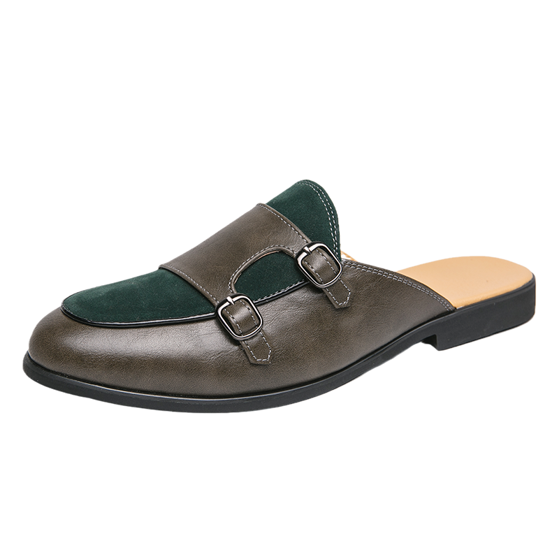 Fashion Black Green Monk Strap - огляд і ціна Suede Loafers Men