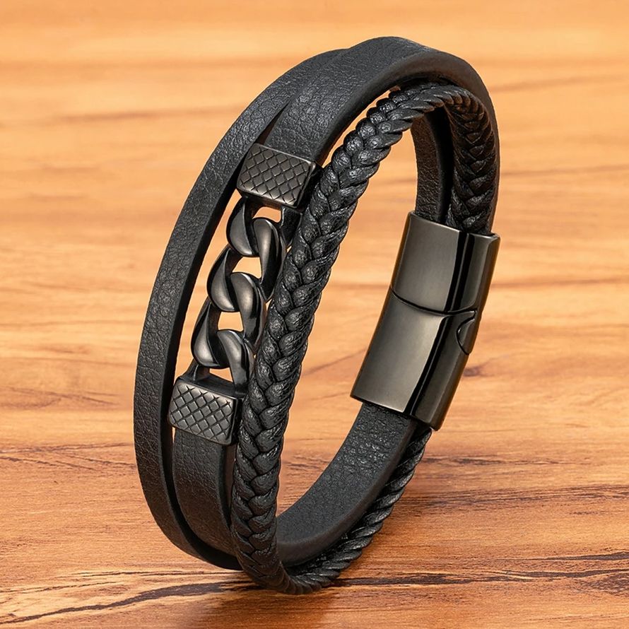 XQNI Men's Leather Bracelet Ne - огляд і ціна Mens Fashion Combination