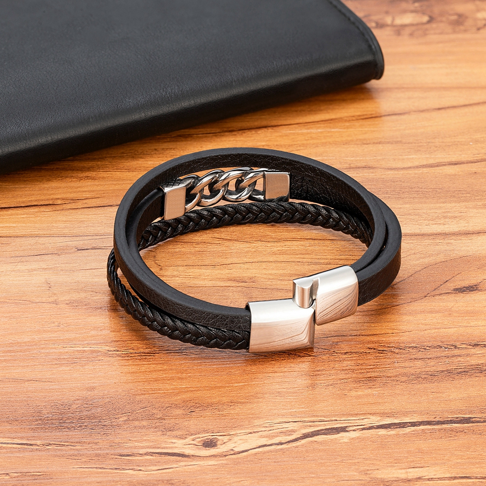 XQNI Men's Leather Bracelet Ne - огляд і ціна Mens Fashion Combination